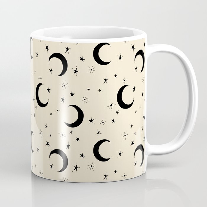Goodnight Sky - black and cream  Coffee Mug Gallery Image 1