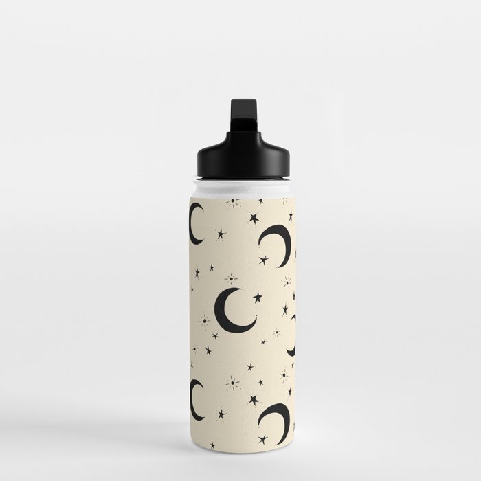 Goodnight Sky - black and cream  Water Bottle Gallery Image 3