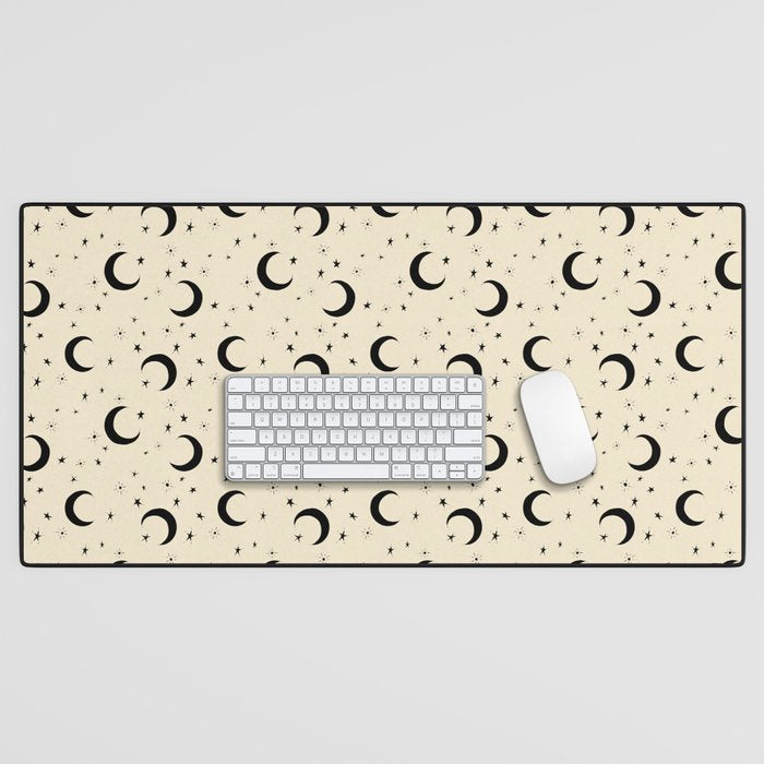 Goodnight Sky - black and cream  Desk Mat Gallery Image 1