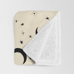 Goodnight Sky - black and cream  Throw Blanket Gallery Image 3