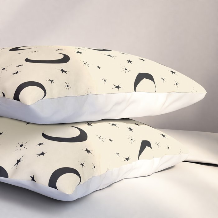 Goodnight Sky - black and cream  Pillow Sham Gallery Image 3