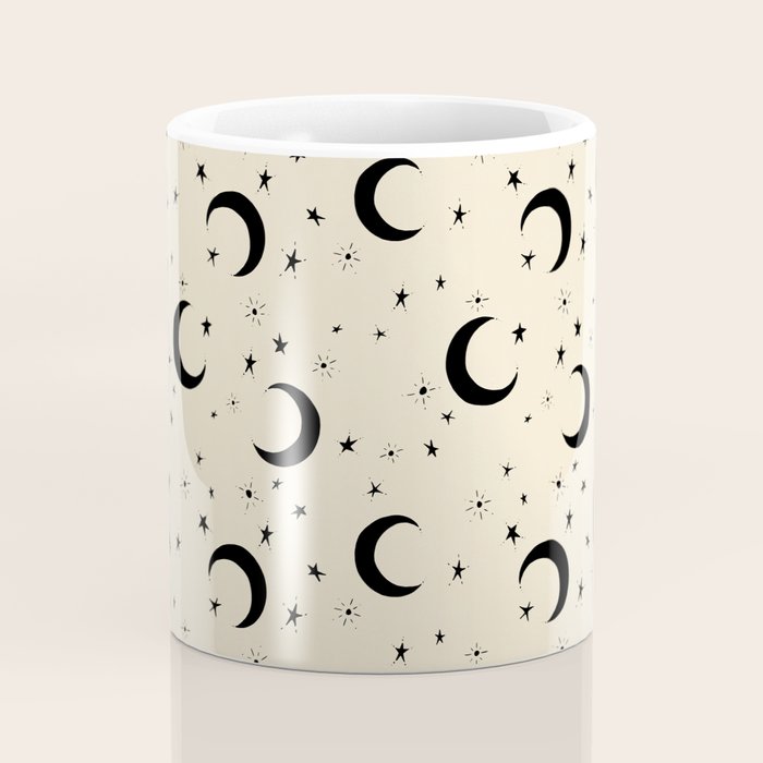 Goodnight Sky - black and cream  Coffee Mug Gallery Image 4
