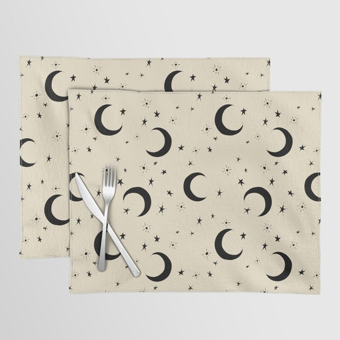 Goodnight Sky - black and cream  Placemat Gallery Image 1