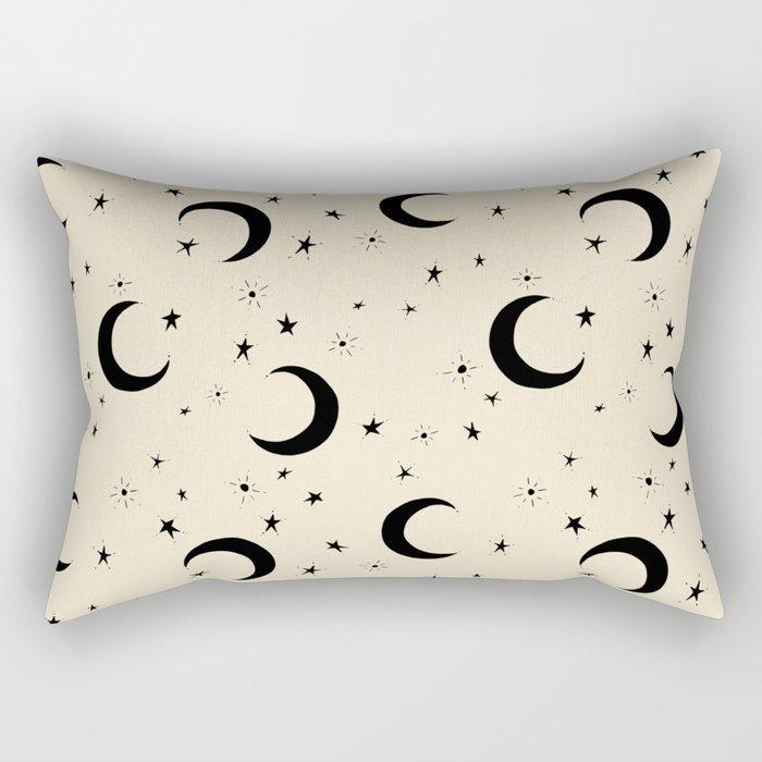 Goodnight Sky - black and cream  Rectangular Pillow Gallery Image 1