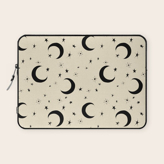 Goodnight Sky - black and cream  Laptop Sleeve Gallery Image 1