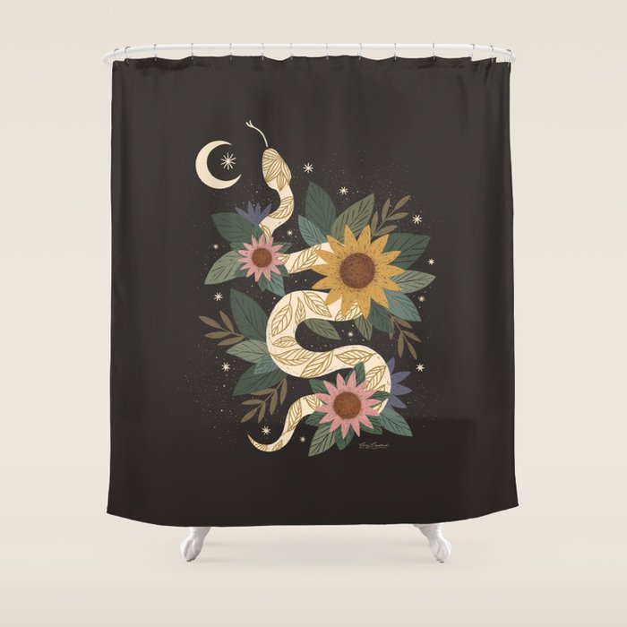 Year of the Snake - 2025 Calendar - Black Shower Curtain Gallery Image 1