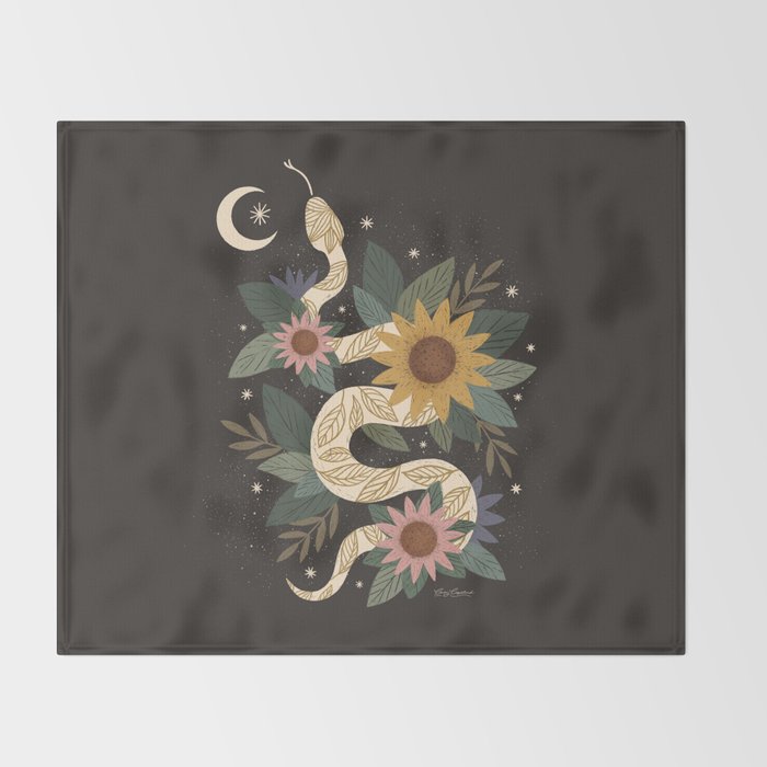 Year of the Snake - 2025 Calendar - Black Throw Blanket Gallery Image 2