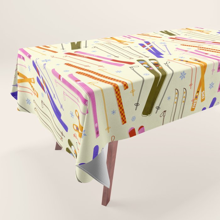 Colorful Winter Skiing Design Tablecloth Gallery Image 1