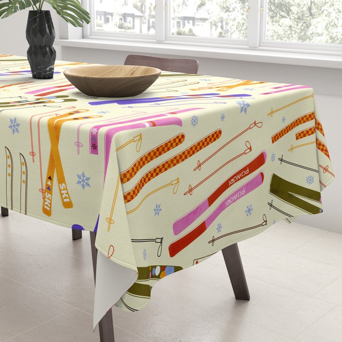 Colorful Winter Skiing Design Tablecloth Gallery Image 3