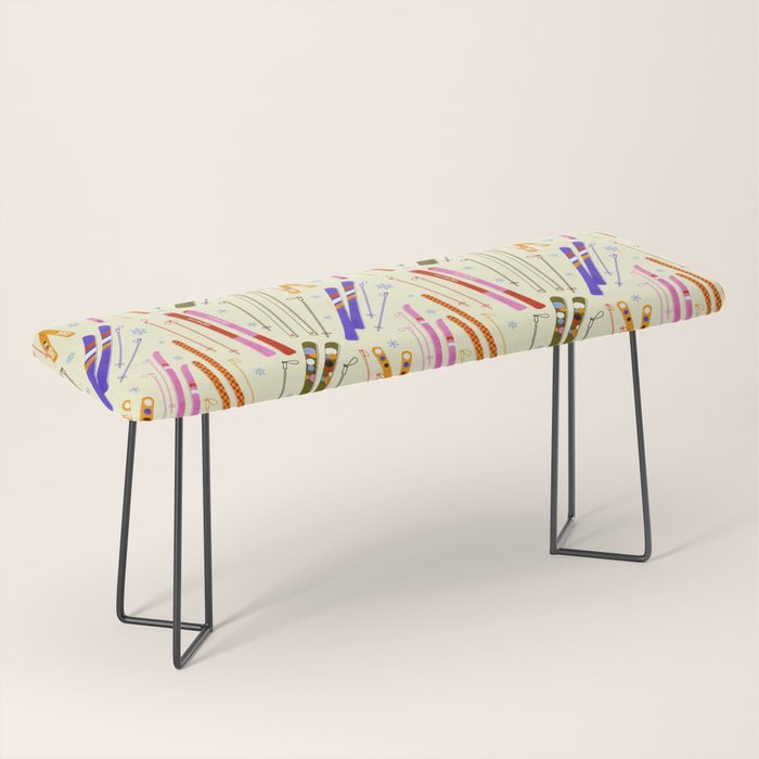 Colorful Winter Skiing Design Bench Gallery Image 1