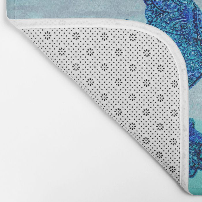 Blue Seahorse Couple Underwater Bath Mat Gallery Image 2