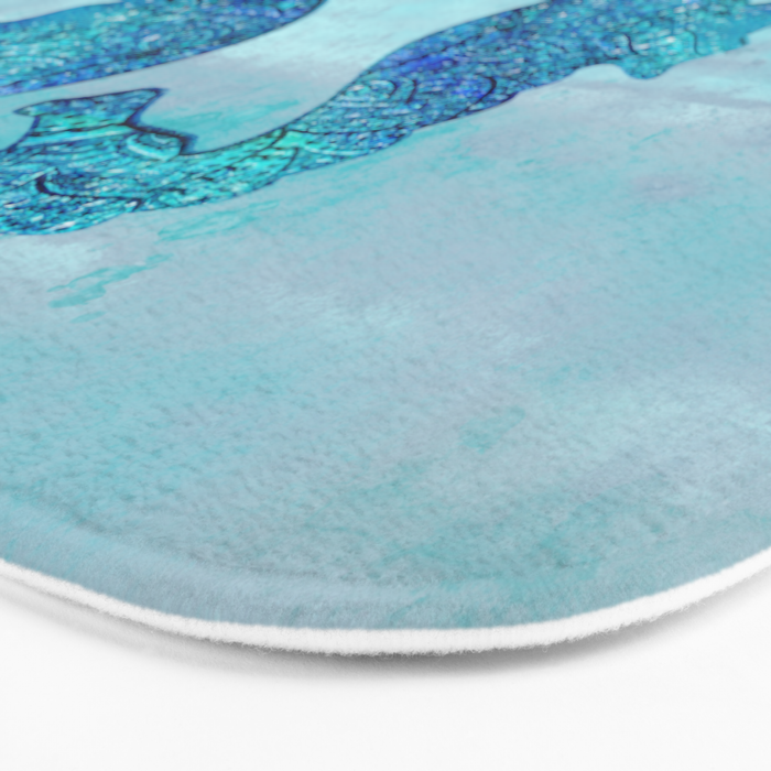 Blue Seahorse Couple Underwater Bath Mat Gallery Image 3
