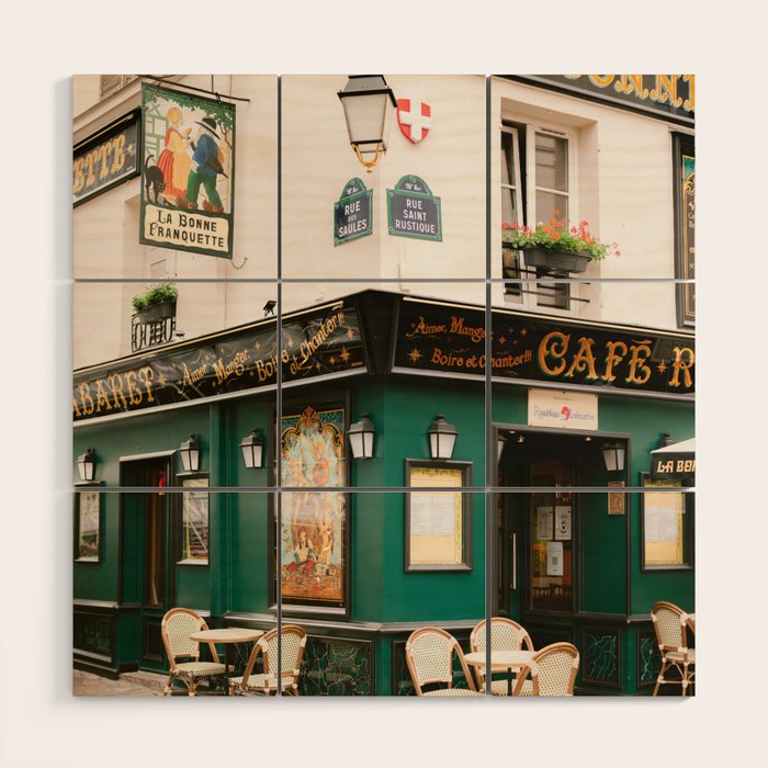Paris | Cafe la Bonne Franquette Montmartre Wood Wall Art Gallery Image 1