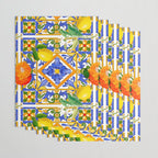 Summer ,Sicilian tiles ,citrus,oranges,majolica,lemons ,Mediterranean  Wrapping Paper Gallery Image 3