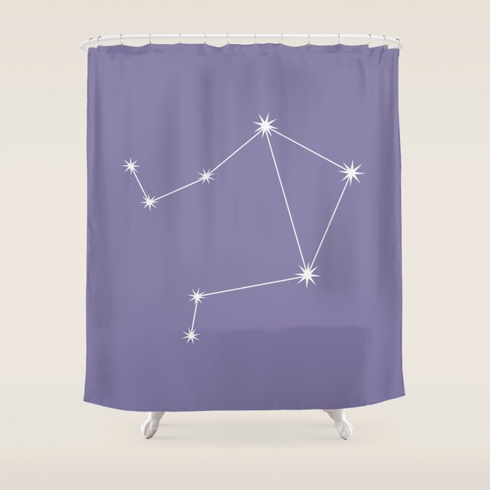 Libra Zodiac Star Constellation Line Art Lavender Purple Shower Curtain Gallery Image 1