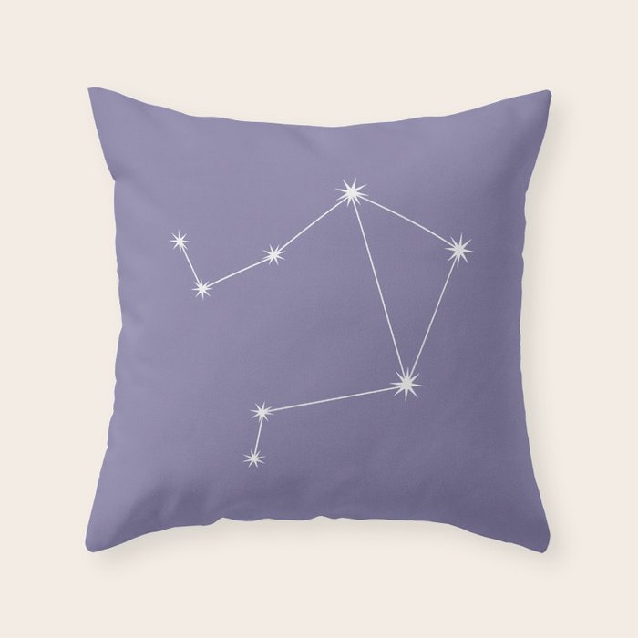 Libra Zodiac Star Constellation Line Art Lavender Purple Throw Pillow Gallery Image 1