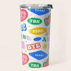 Retro funny sticker quote label pattern Travel Mug Gallery Image 2