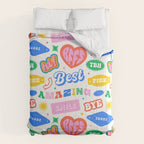 Retro funny sticker quote label pattern Comforter Gallery Image 6