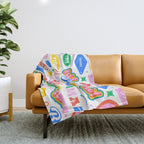 Retro funny sticker quote label pattern Throw Blanket Gallery Image 1