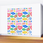 Retro funny sticker quote label pattern Wall Mural Gallery Image 2