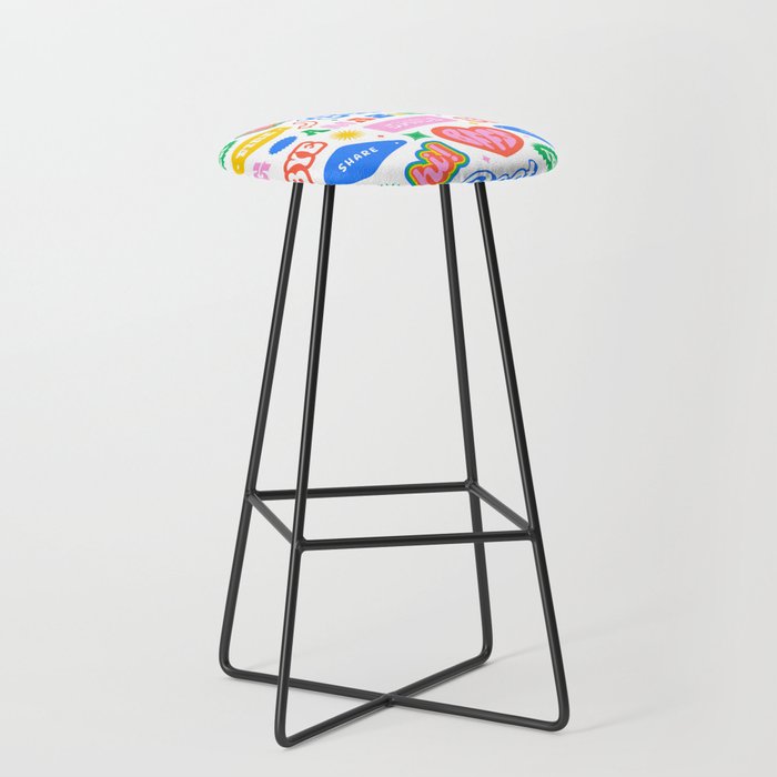Retro funny sticker quote label pattern Stool Gallery Image 1