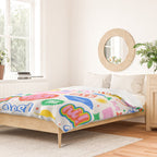 Retro funny sticker quote label pattern Duvet Cover Gallery Image 2