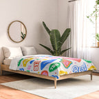 Retro funny sticker quote label pattern Comforter Gallery Image 2