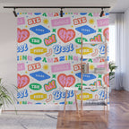 Retro funny sticker quote label pattern Wall Mural Gallery Image 1