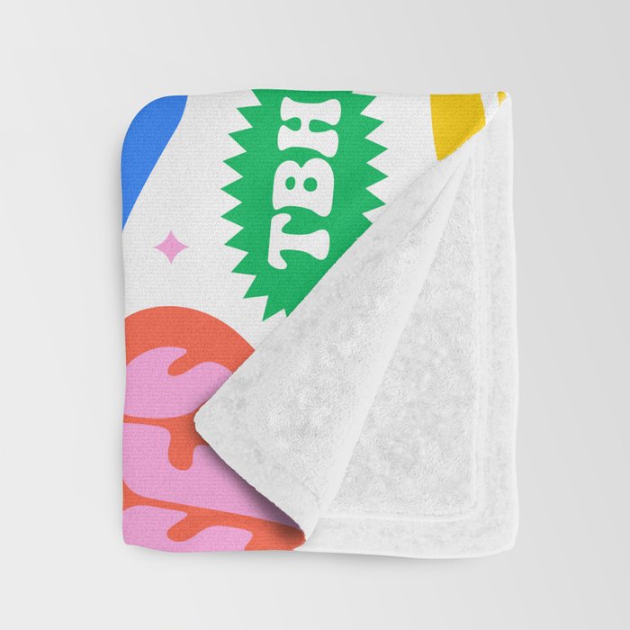 Retro funny sticker quote label pattern Throw Blanket Gallery Image 3