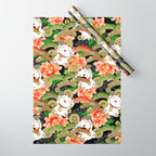 Japanese Maneki Neko lucky cat Pattern 001 Wrapping Paper Gallery Image 1