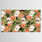Japanese Maneki Neko lucky cat Pattern 001 Tablecloth Gallery Image 2