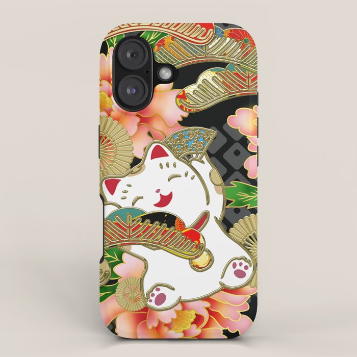 Japanese Maneki Neko lucky cat Pattern 001 iPhone Case Gallery Image 1