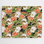 Japanese Maneki Neko lucky cat Pattern 001 Jigsaw Puzzle Gallery Image 1