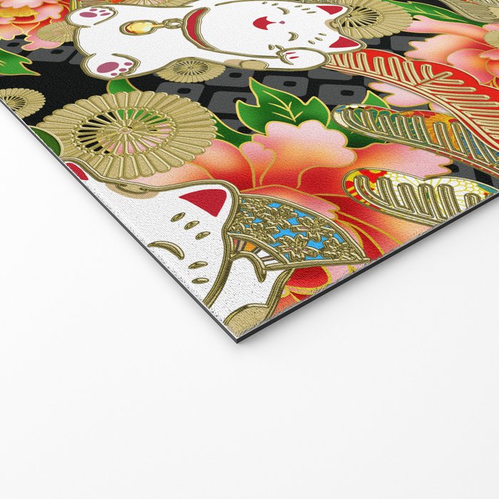 Japanese Maneki Neko lucky cat Pattern 001 Welcome Mat Gallery Image 2
