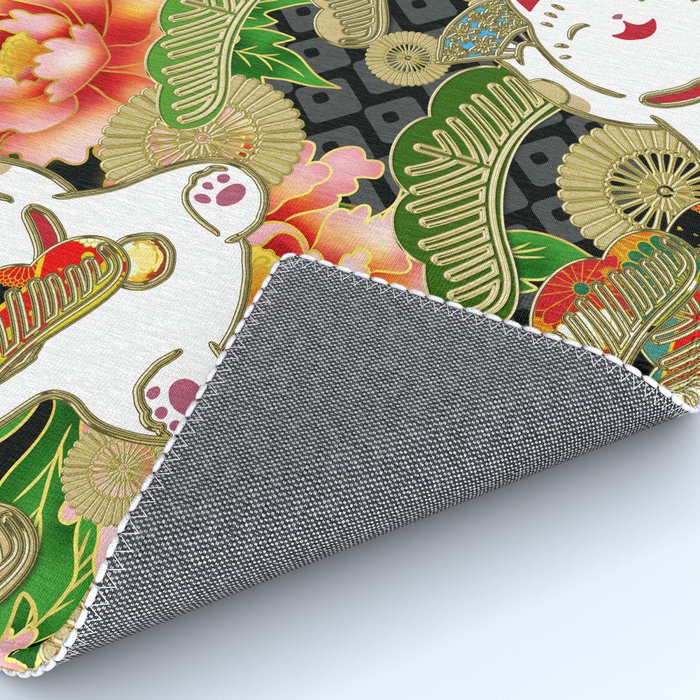 Japanese Maneki Neko lucky cat Pattern 001 Rug Gallery Image 4