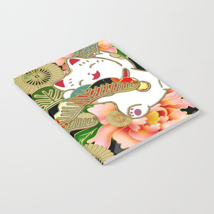 Japanese Maneki Neko lucky cat Pattern 001 Notebook Gallery Image 2