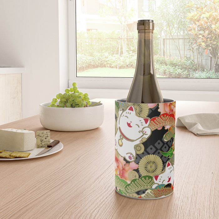 Japanese Maneki Neko lucky cat Pattern 001 Wine Chiller Gallery Image 4