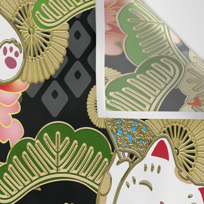 Japanese Maneki Neko lucky cat Pattern 001 Wall Tapestry Gallery Image 3