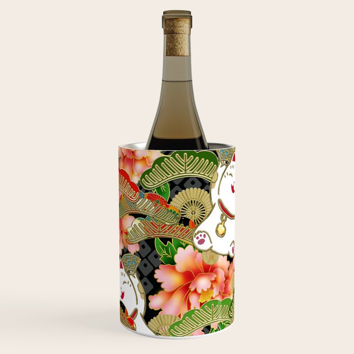 Japanese Maneki Neko lucky cat Pattern 001 Wine Chiller Gallery Image 2