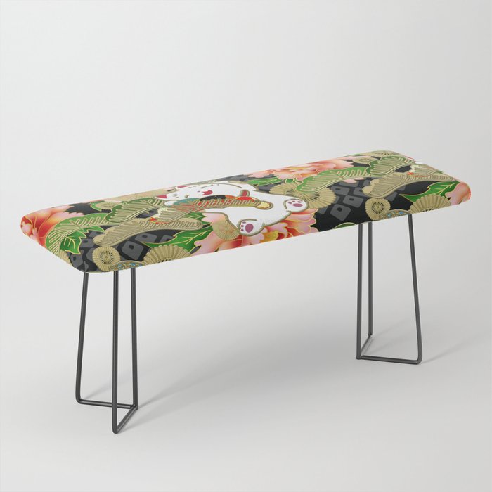 Japanese Maneki Neko lucky cat Pattern 001 Bench Gallery Image 1