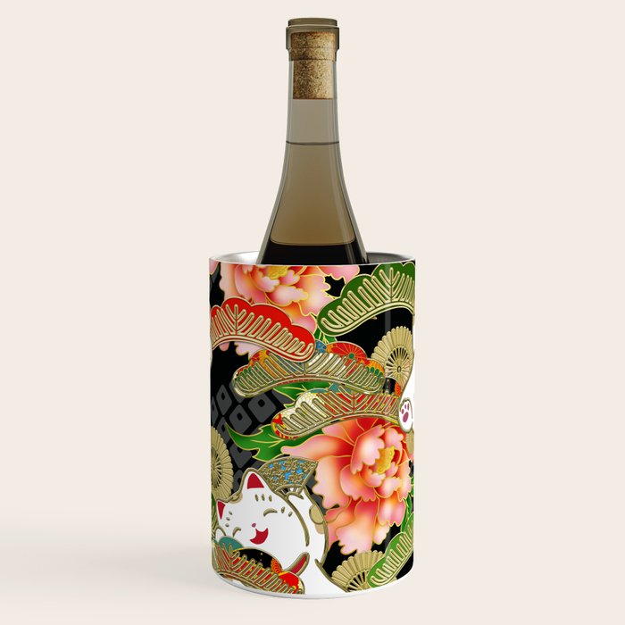 Japanese Maneki Neko lucky cat Pattern 001 Wine Chiller Gallery Image 3