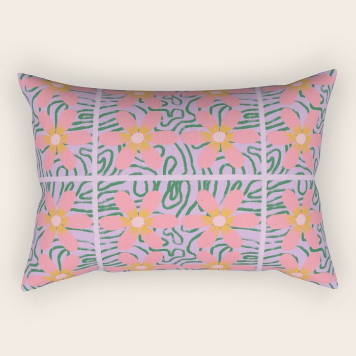Psychedelic Daisies Rectangular Pillow Gallery Image 1