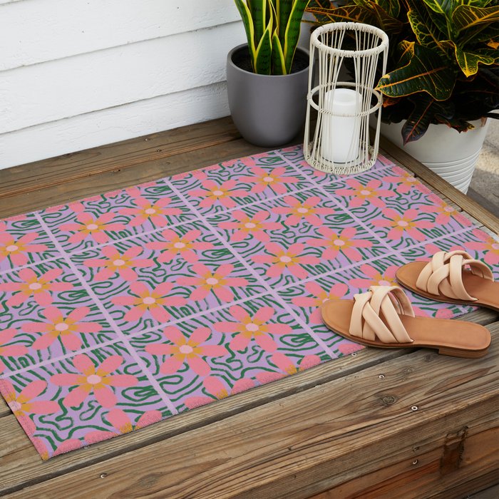Psychedelic Daisies Outdoor Rug Gallery Image 2