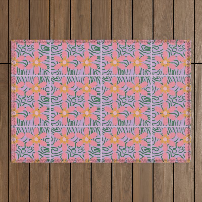 Psychedelic Daisies Outdoor Rug Gallery Image 1