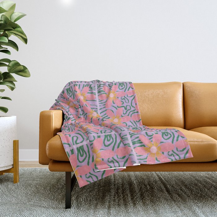 Psychedelic Daisies Throw Blanket Gallery Image 1