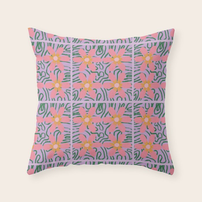 Psychedelic Daisies Throw Pillow Gallery Image 6