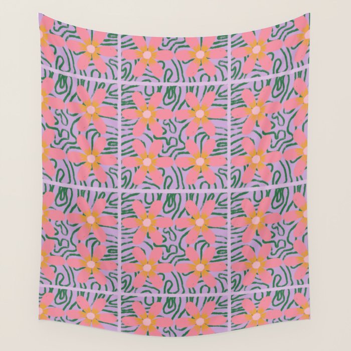 Psychedelic Daisies Wall Tapestry Gallery Image 4