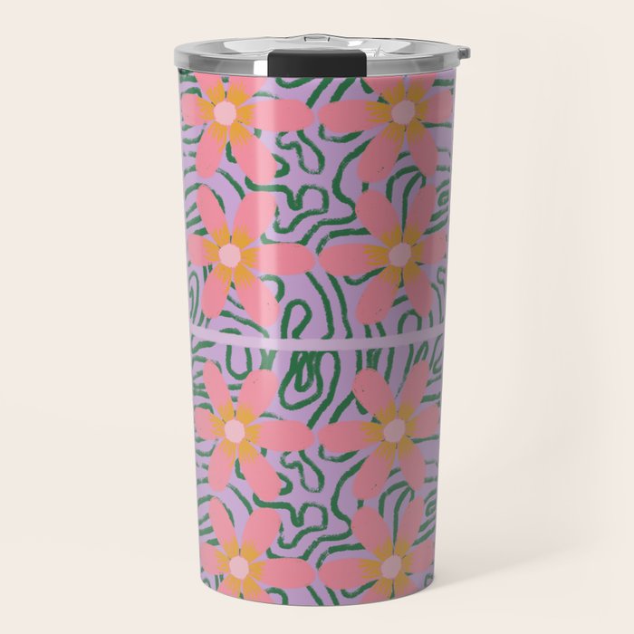 Psychedelic Daisies Travel Mug Gallery Image 1