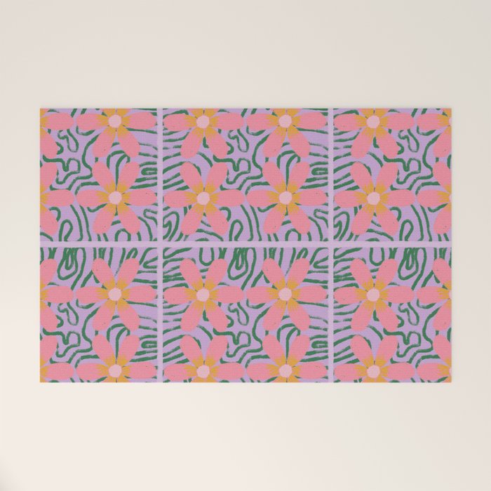 Psychedelic Daisies Welcome Mat Gallery Image 1