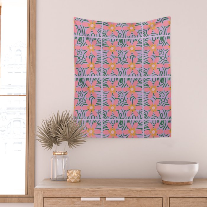Psychedelic Daisies Wall Tapestry Gallery Image 2